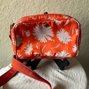Kate Spade: Jae Blossom Floral Orange Double Zip Crossbody Bag- Adjustable Strap